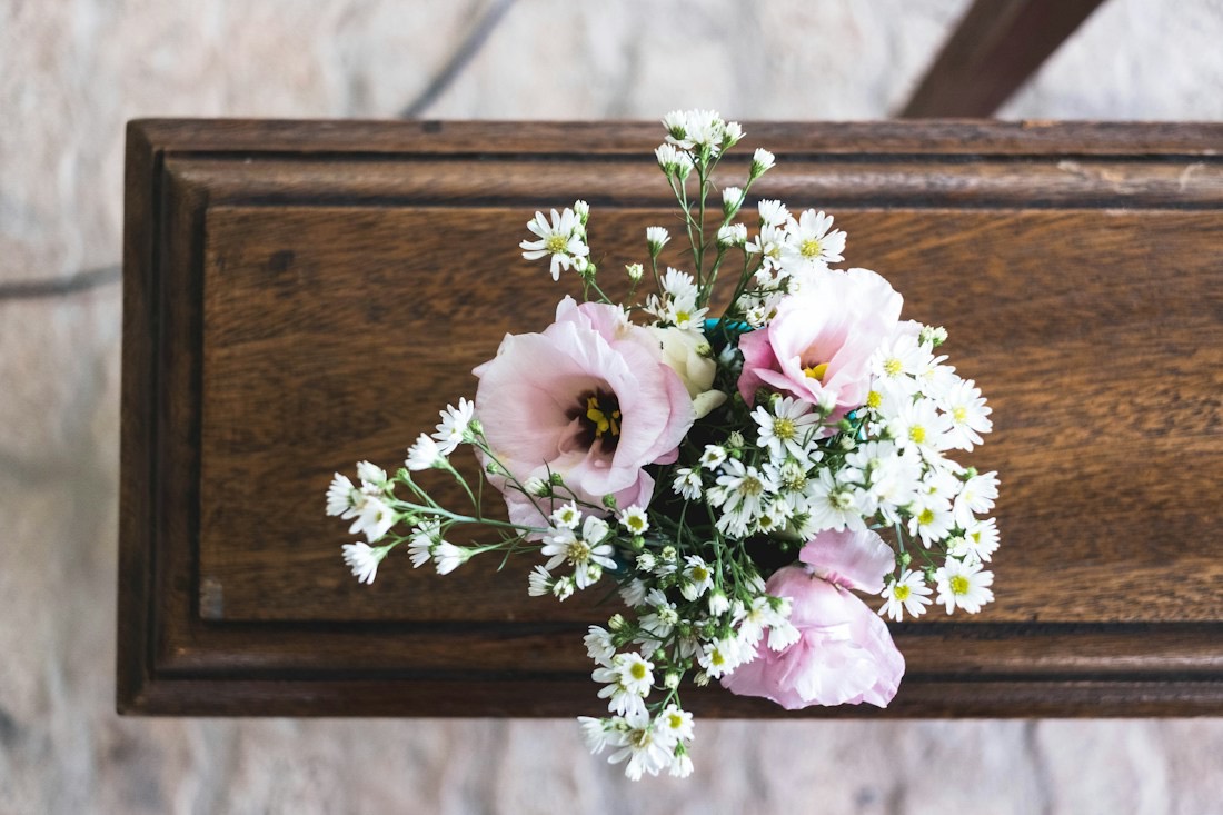 A spray of soft pink and white flowers